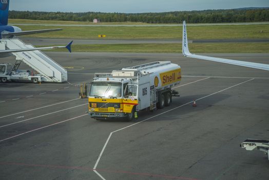 Fuel-truck at the airport. Image is shot at Moss Airport Rygge, Norway. September 2013.