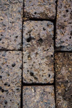 Cobblestone textured walkway closeup image background