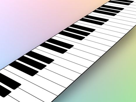 Illustration of a piano over a pastel background