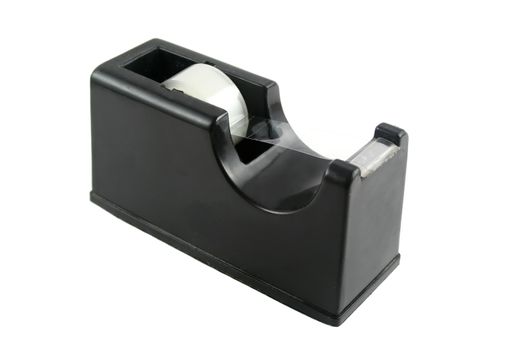 Black heavy sticky tape dispenser found in homes and offices.