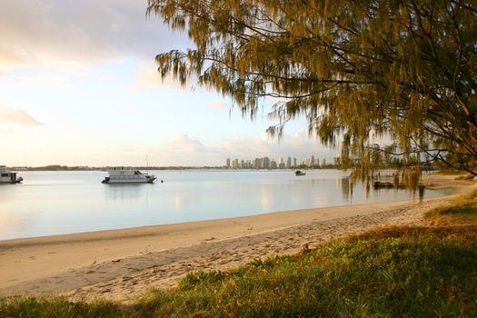 A dead calm early morning by the beach.