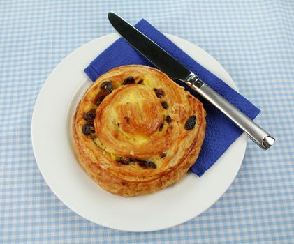 Delicious sultana danish pastry ready to be served.