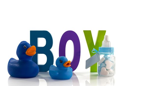 new born baby card with sweet and bottle and candy