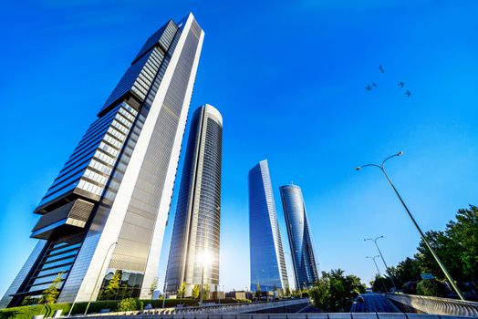 four modern skyscrapers (Cuatro Torres) Madrid, Spain 