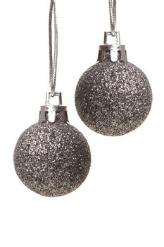 silver, gray christmas balls isolated hanging with white background 