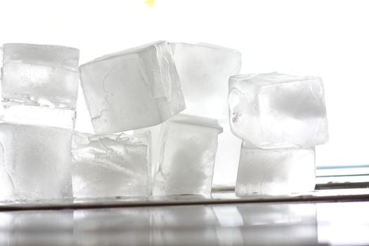 several ice cubes in the form of ground  