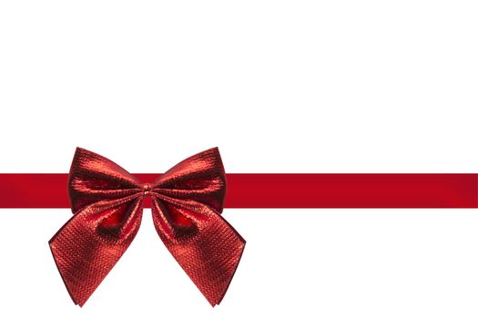 red ribbon with loop isolated with white background