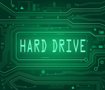 Abstract style illustration depicting printed circuit board components with a hard drive concept..