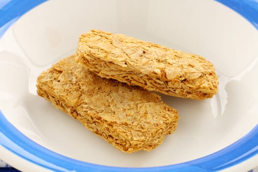 Iconic Australian breakfast cereal Weet Bix served in a bowl.