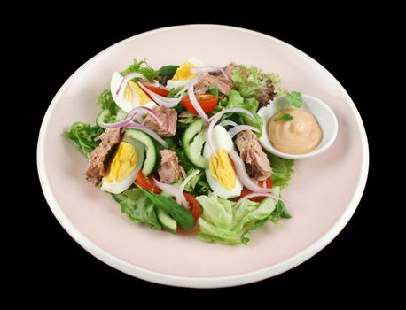 Freshly prepared tuna and egg salad with thousand island dressing.