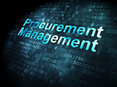 Business concept: pixelated words Procurement Management on digital background, 3d render