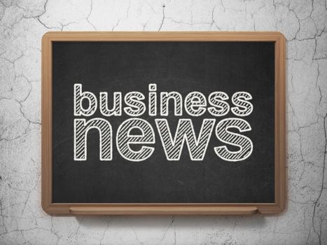 News concept: text Business News on Black chalkboard on grunge wall background, 3d render