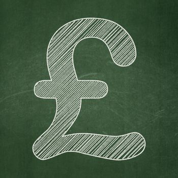 Currency concept: Pound icon on Green chalkboard background, 3d render
