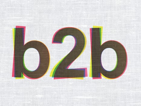 Finance concept: CMYK B2b on linen fabric texture background, 3d render