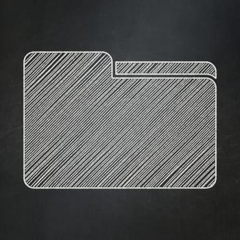 Finance concept: Folder icon on Black chalkboard background, 3d render