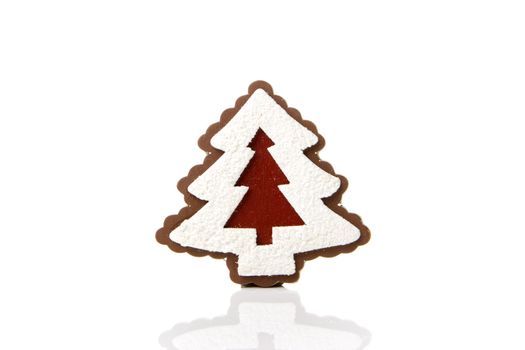 Gingerbread christmas tree as a Christmas decoration with white background