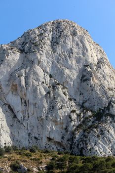 Natural Park of Penon de Ifach situated in Calp, Spain. A massive limestone outcrop emerging from the sea and linked to the shore by rock debris. Is home to numerous rare plants and over 300 species of animals, and nesting site for sea birds and other birds.