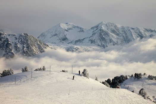 Skiing slope in the French Alpes