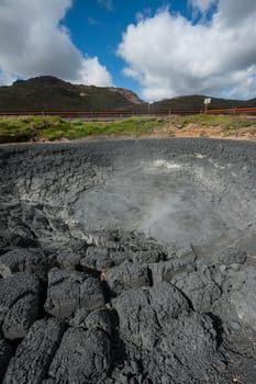 Mudpots in the geothermal area area Seltun near Krysuvik, Reykjanes peninsula - Iceland. 