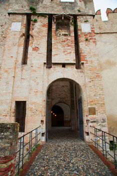 Beautiful castle of Sirmione, Italy, drawbridge