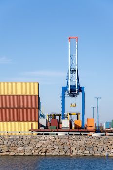 dock cranes in the port of Helsinki. Finland.