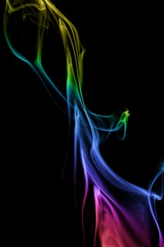 color smoke in black background