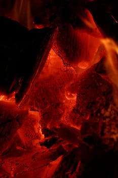 glowing embers in hot red color