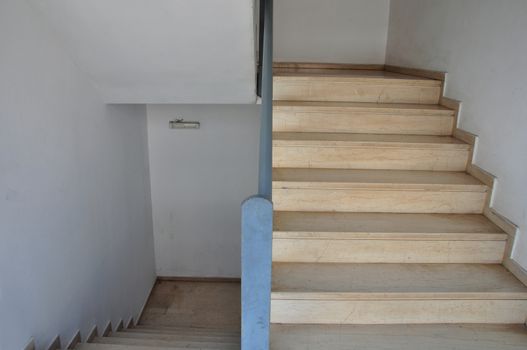 Stairway with marble steps. Abstract architectural detail.