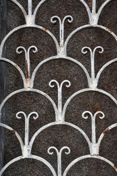 Vintage rusty pattern floral motif abstract iron door frame background.