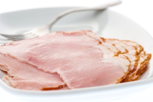 Ham slices on a plate