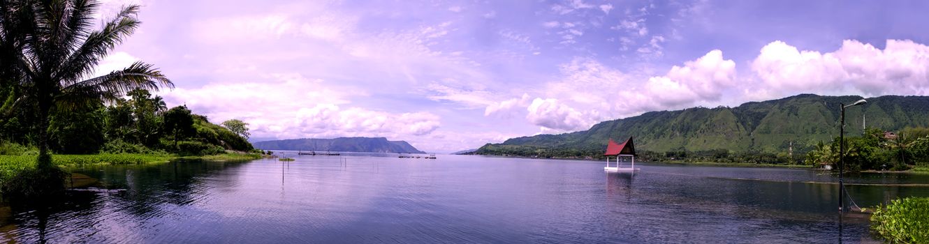 Lake Toba Panorama.
View from Samosir Island, North Sumatra, Indonesia.