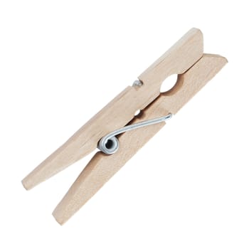 wooden clothes pin on a white background