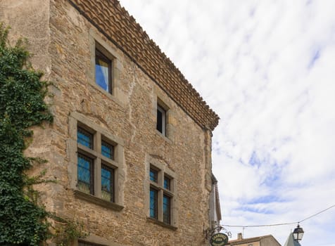  Carcassonne, France - November 2, 2013: Facade of the house in Medieval city of Carcassonne in France