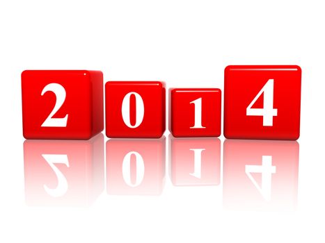 new year 2014 in 3d red cubes with white ciphers