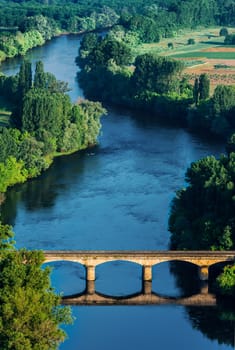 medieval bridge over the dordogne river perigord france
