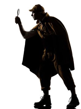 sherlock holmes silhouette in studio on white background