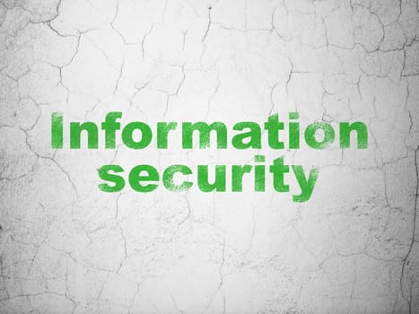 Security concept: Green Information Security on textured concrete wall background, 3d render