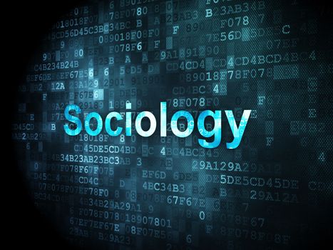 Education concept: pixelated words Sociology on digital background, 3d render