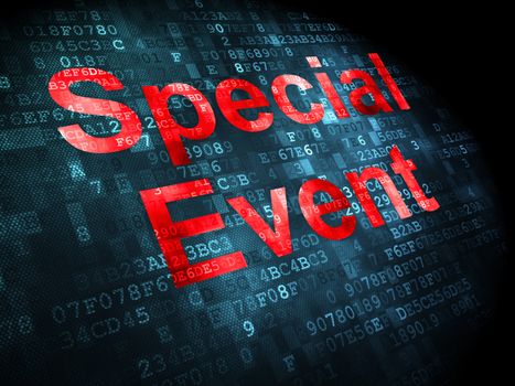 Business concept: pixelated words Special Event on digital background, 3d render