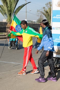 Addis Ababa, Ethiopia – November 24: World renowned athlete Haile Gebrselassie and 2013 NY Marathon winner Priscah Jeptoo at the 13th Edition Ethiopian Great Run, 24th of November 2013 in Addis Ababa, Ethiopia.