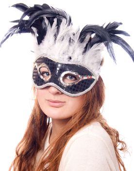 Woman in mask isolated and white background