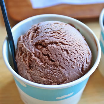 Homemade chocolate ice cream scoop