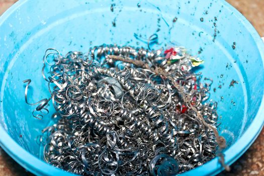 Scrap metal in the bucket