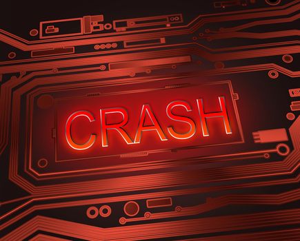 Abstract style illustration depicting printed circuit board components with a crash concept..