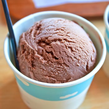 Homemade chocolate ice cream scoop