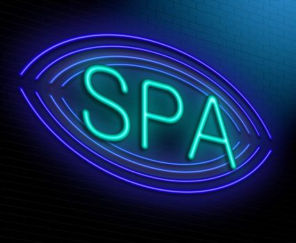 Illustration depicting an illuminated neon sign with a spa concept.