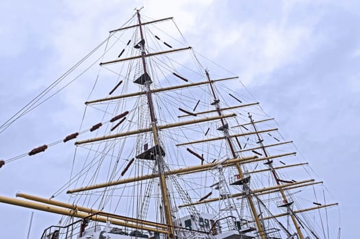 Mast and rigging of an old sailing vessel