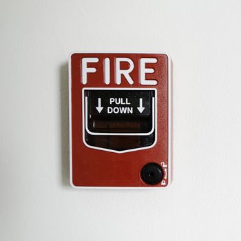 Fire alarm switch on wall