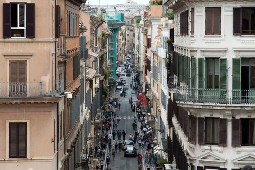 Via Condotti - view of Piazza di Spagna in Rome