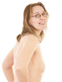 Woman poking her tongue out at her boyfriend